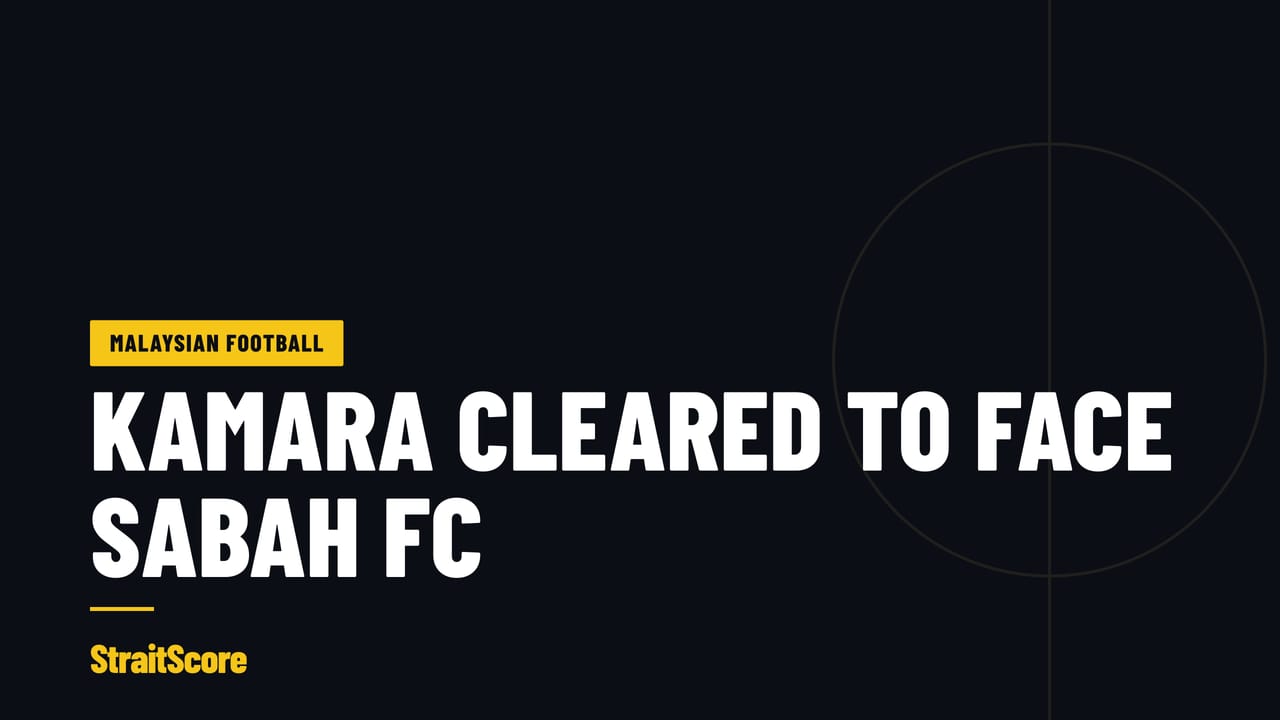 Headline graphic reading Kamara cleared to face Sabah FC