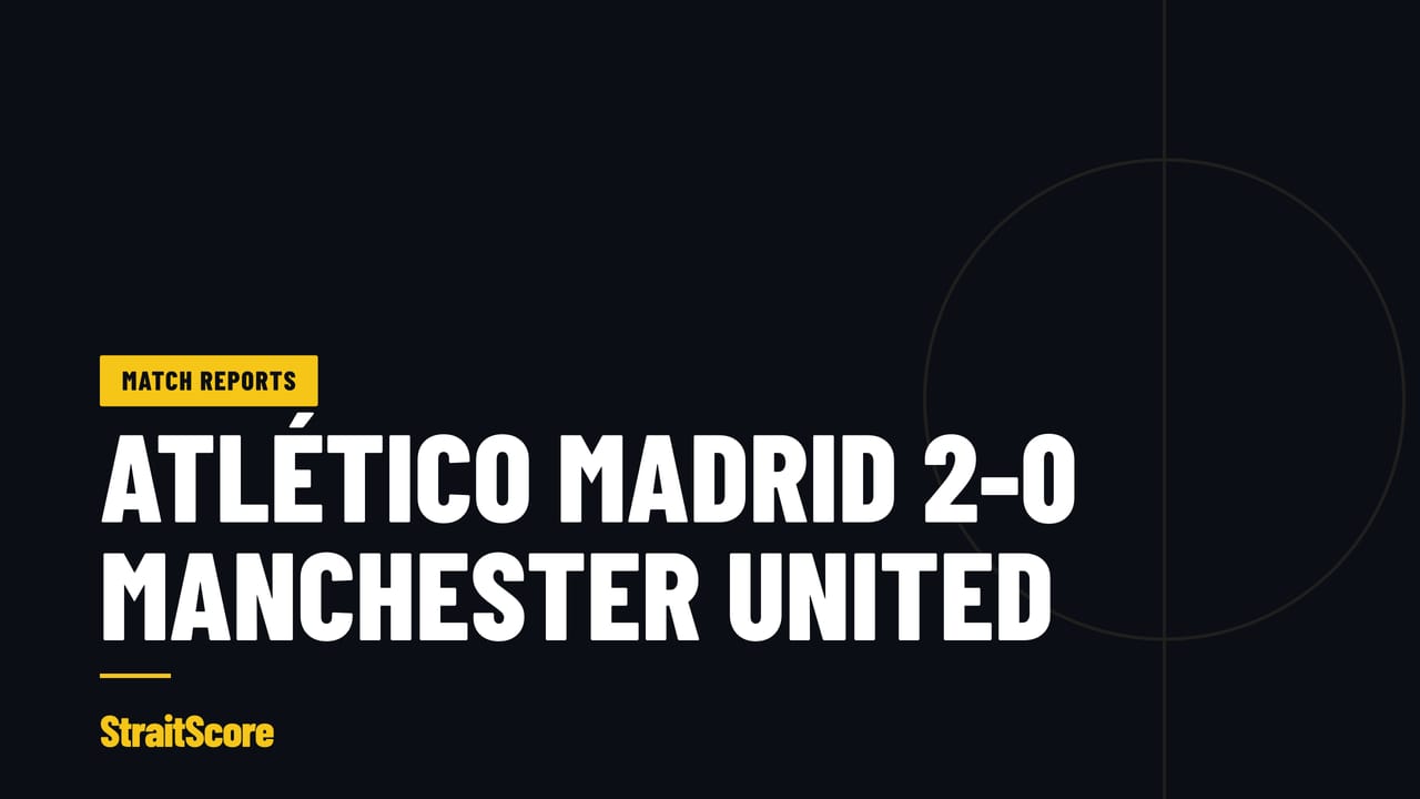 Headline graphic: Atlético Madrid 2-0 Manchester United