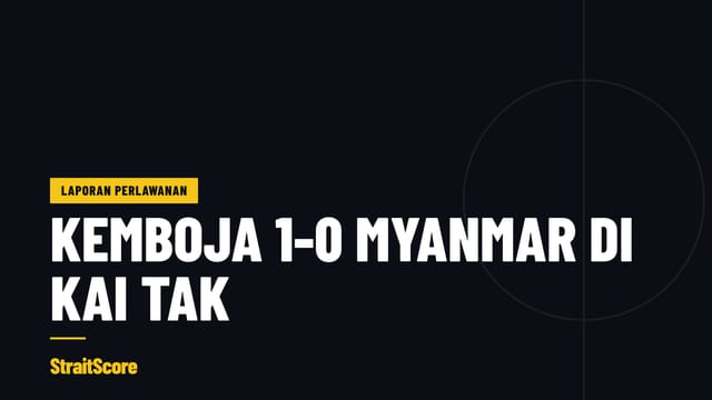 Grafik tajuk berita: Kemboja 1-0 Myanmar dalam peringkat kumpulan Divisyen 2 Piala ASEAN FIFA.