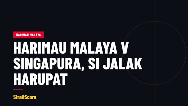 Grafik tajuk: Harimau Malaya menentang Singapura di Bandung.
