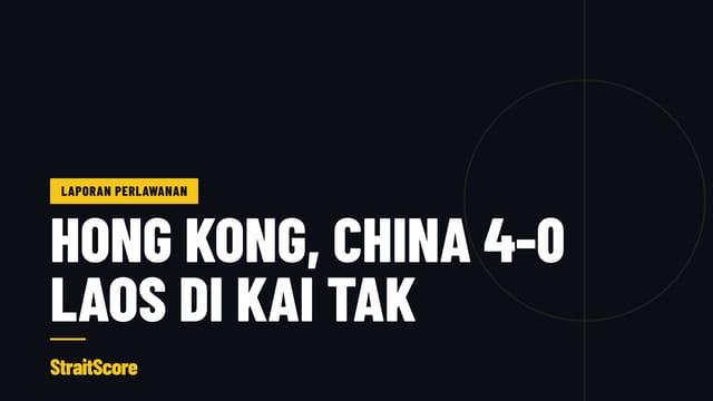 Grafik tajuk berita: Hong Kong, China 4-0 Laos dalam peringkat kumpulan Divisyen 2 Piala ASEAN FIFA.