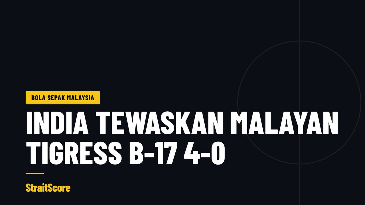 Grafik tajuk dengan perkataan India tewaskan Malayan Tigress B-17 4-0.