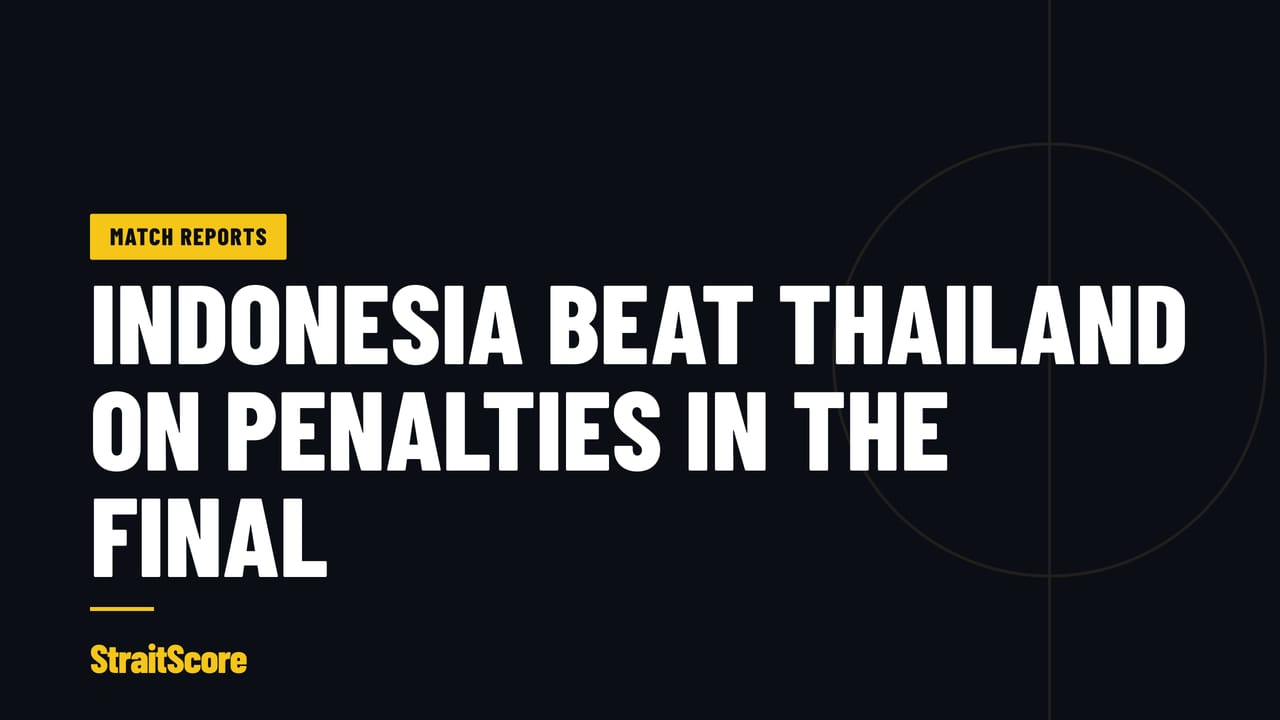 Headline graphic with the words Indonesia win the final on penalties.