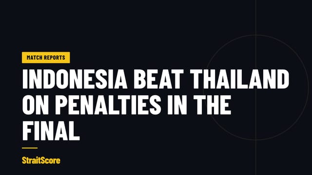 Headline graphic with the words Indonesia win the final on penalties.