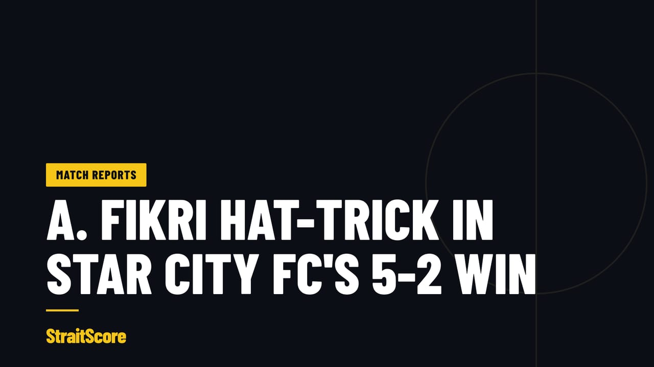 Headline graphic with the words A. Fikri hat-trick in Star City FC's 5-2 win.