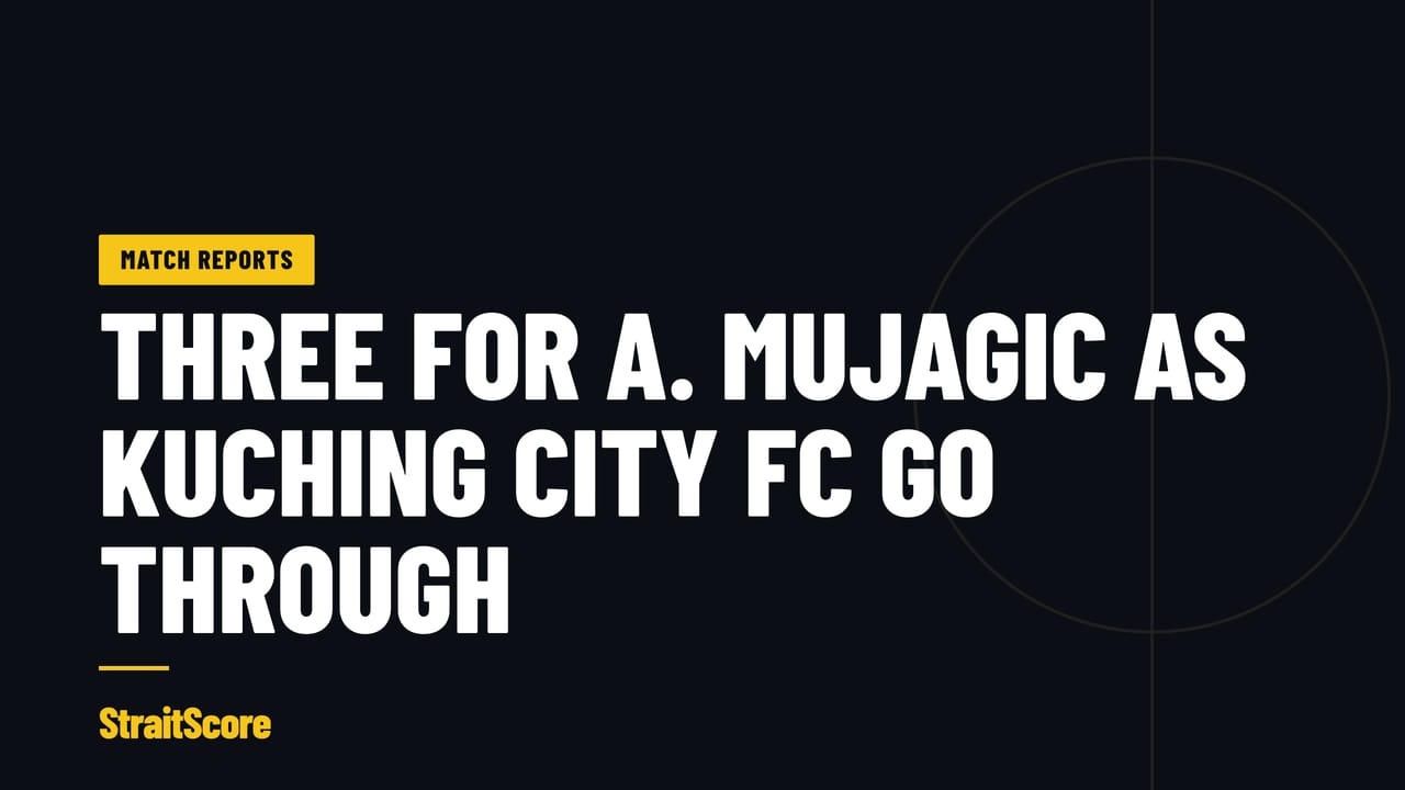 StraitScore headline card for the Kuching City FC and Kelantan City FC match report.
