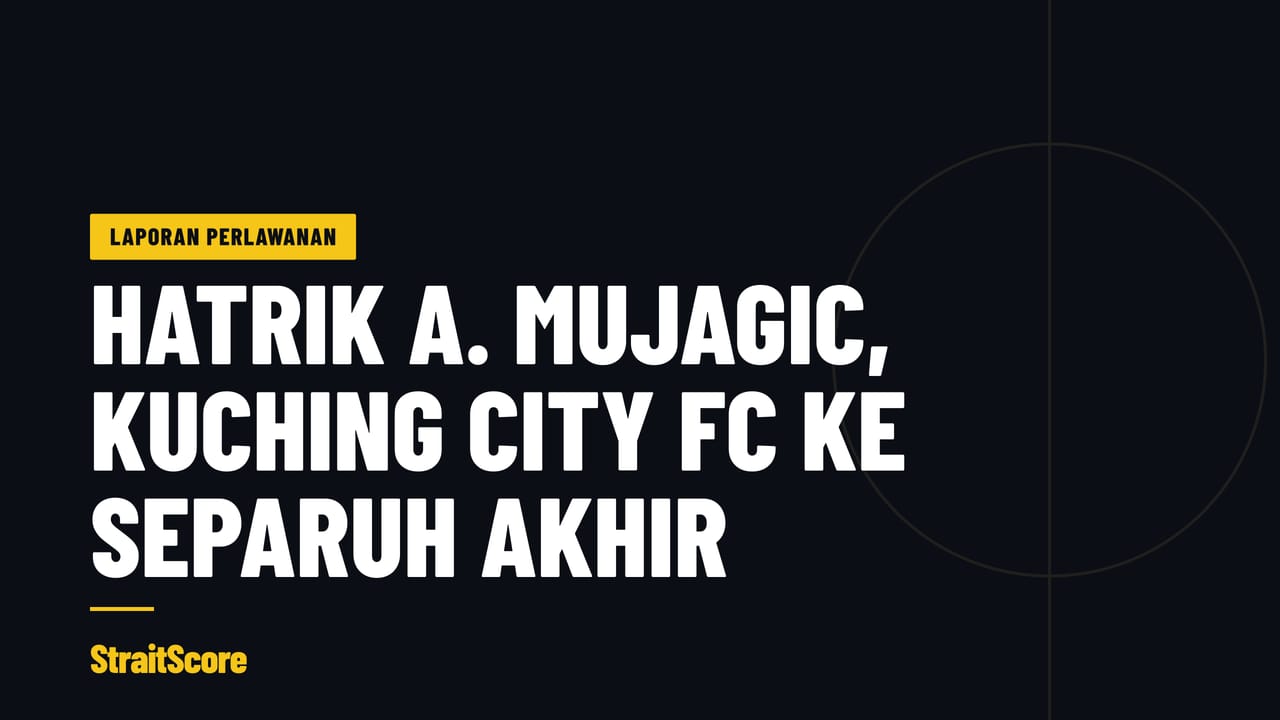 Kad tajuk StraitScore bagi laporan perlawanan Kuching City FC menentang Kelantan City FC.