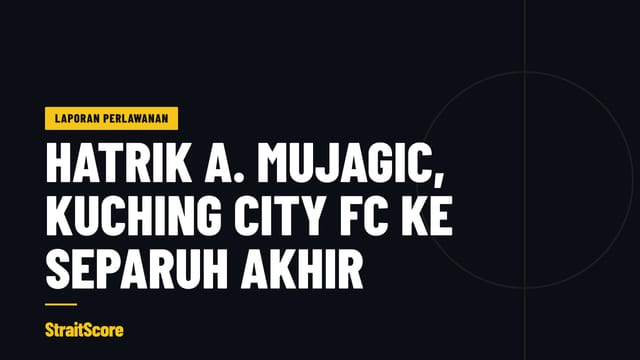 Kad tajuk StraitScore bagi laporan perlawanan Kuching City FC menentang Kelantan City FC.