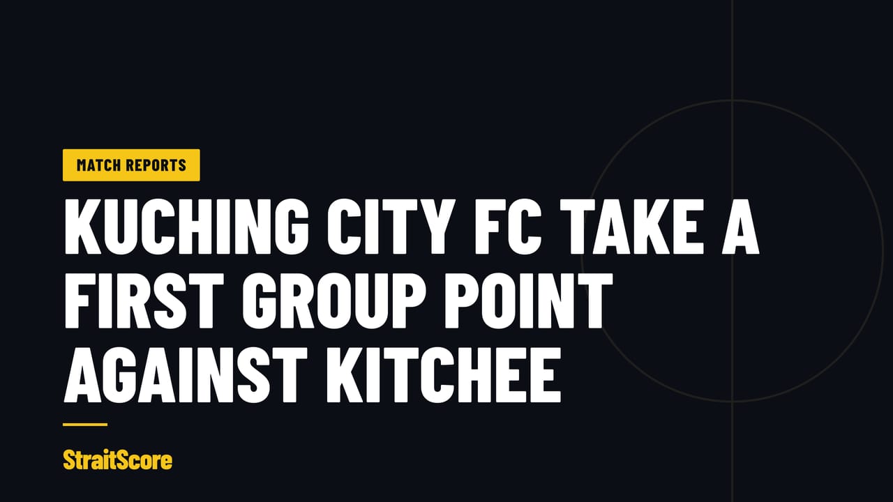StraitScore headline card for the Kuching City FC and Kitchee match report.