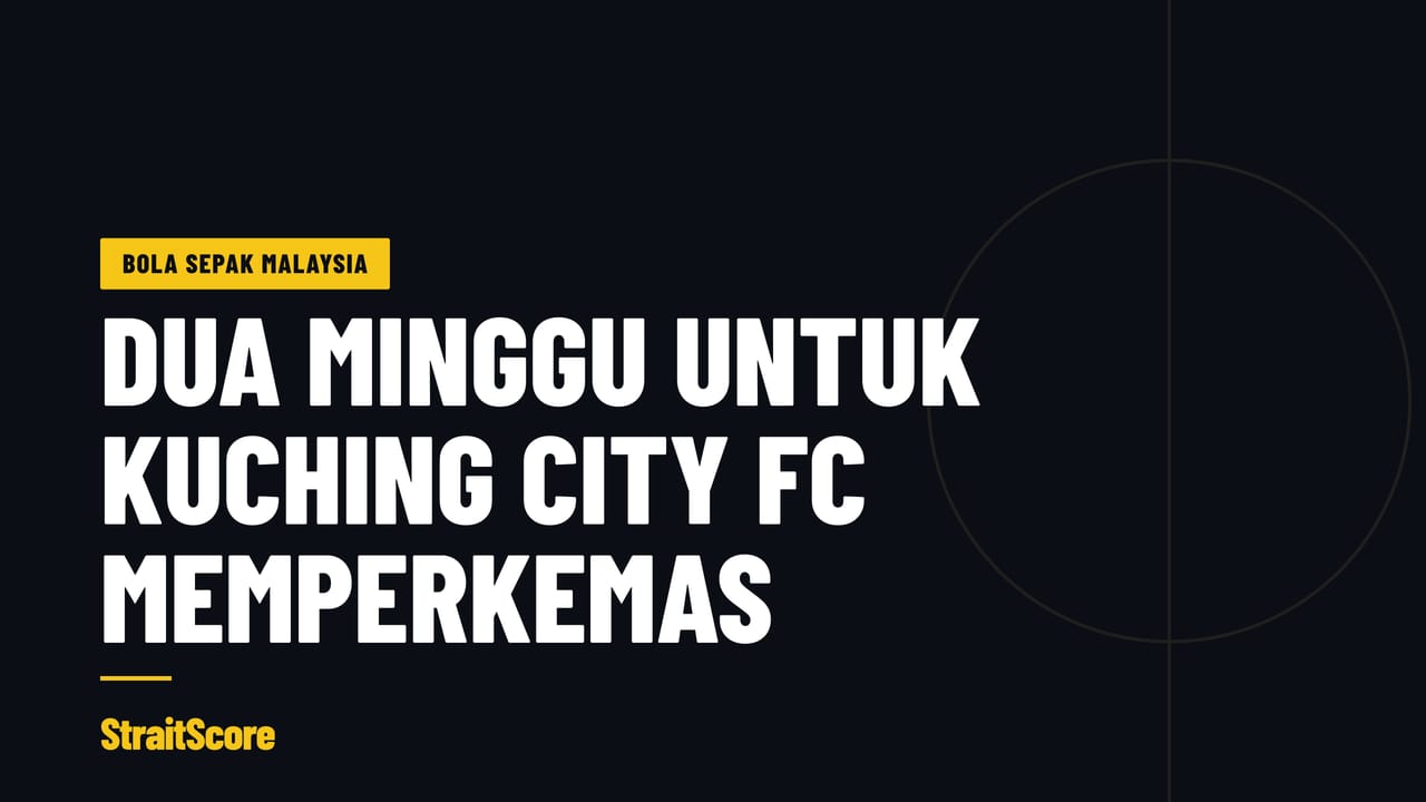 Grafik tajuk StraitScore: Kuching City FC dan dua minggu tanpa perlawanan.