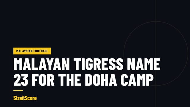 Headline graphic with the words Malayan Tigress name 23 for the Doha camp.