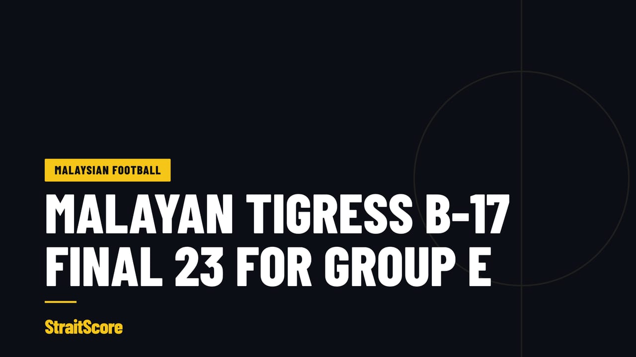 Headline graphic with the words Malayan Tigress B-17 final 23 for Group E.