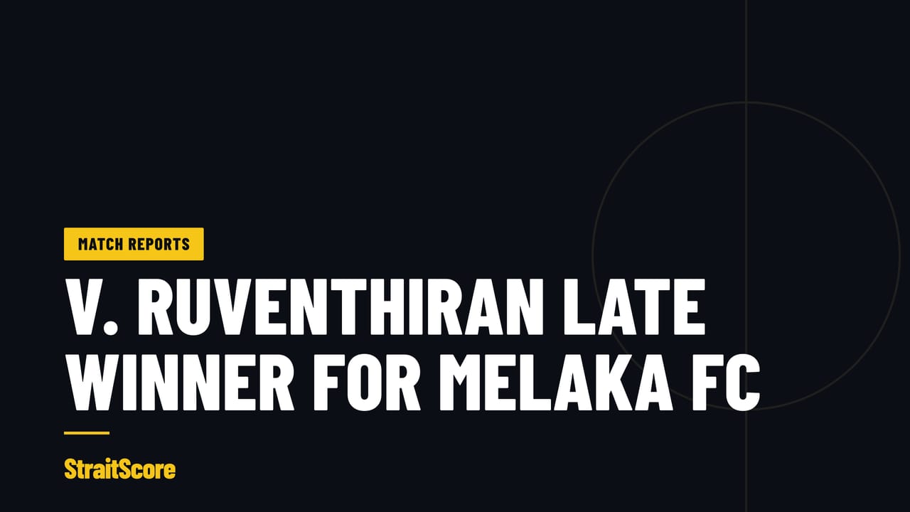 Headline graphic reading V. Ruventhiran late winner for Melaka FC.
