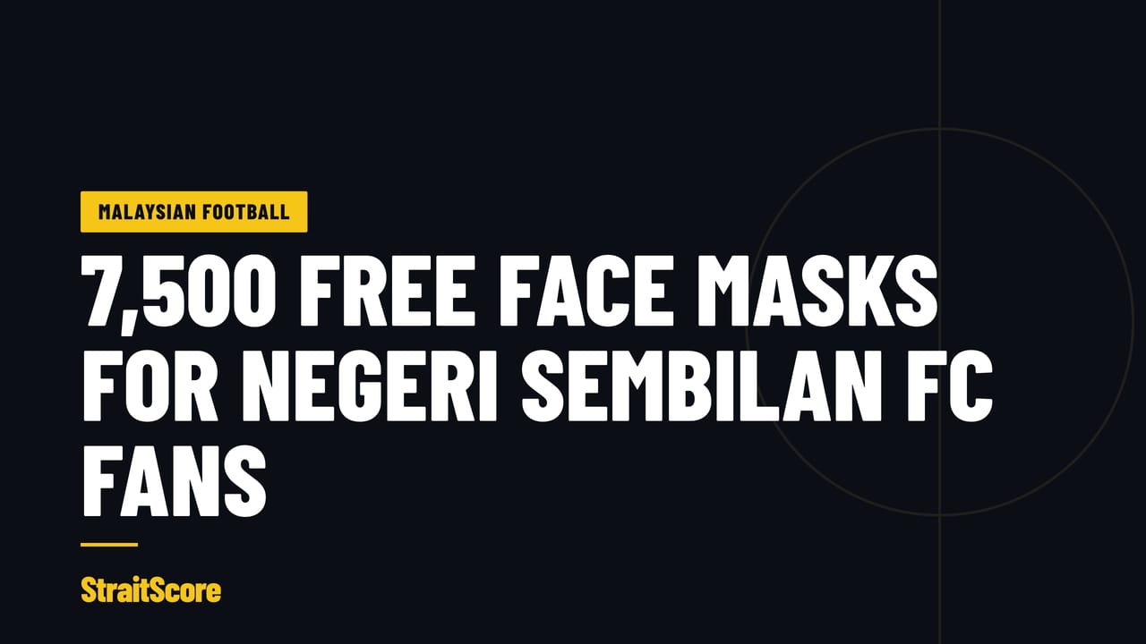 Headline graphic reading: 7,500 free face masks for Negeri Sembilan FC fans