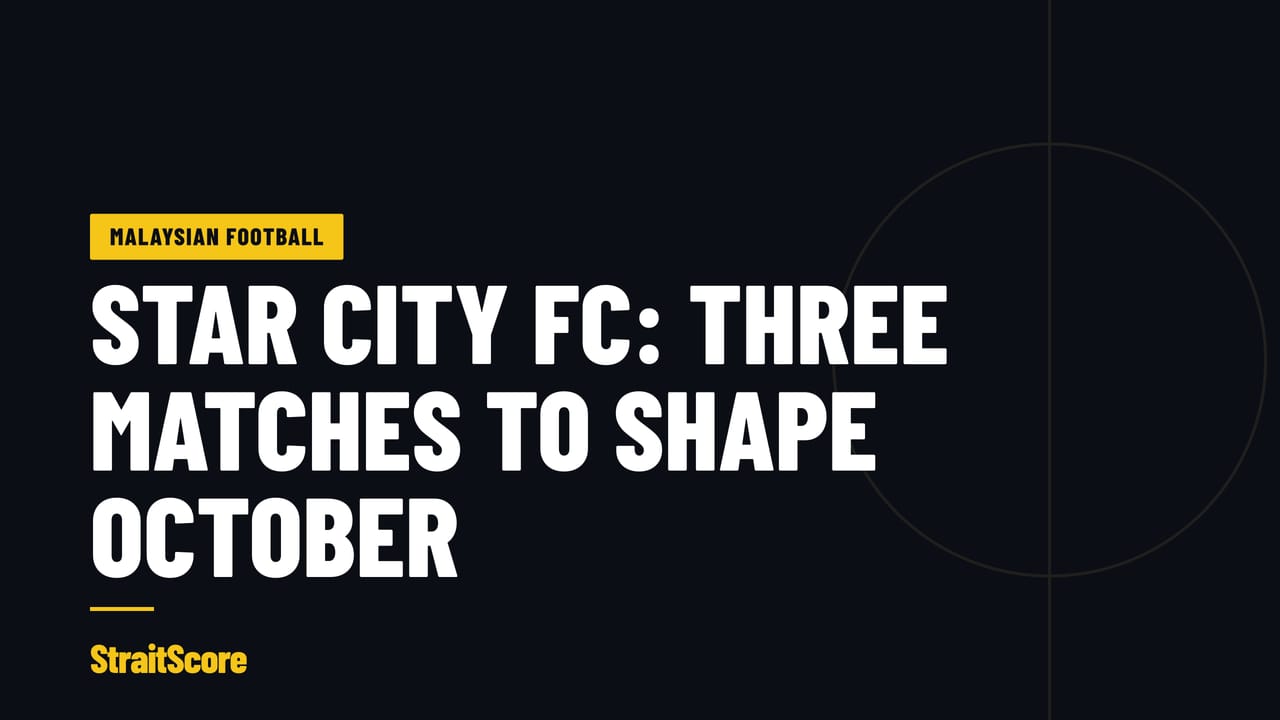 StraitScore headline graphic: Star City FC and three fixtures in October.