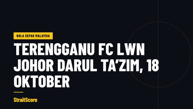Grafik tajuk bertulis Terengganu FC lwn Johor Darul Ta’zim, 18 Oktober