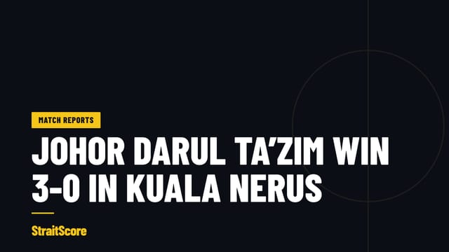 Headline graphic reading Johor Darul Ta’zim win 3-0 in Kuala Nerus.