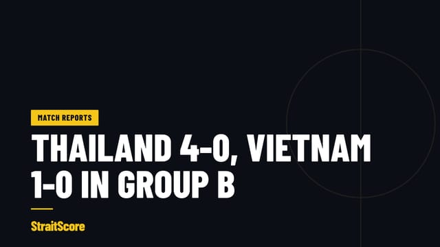 Headline graphic on a dark background: Thailand and Vietnam win the first Group B matches in Bandung.